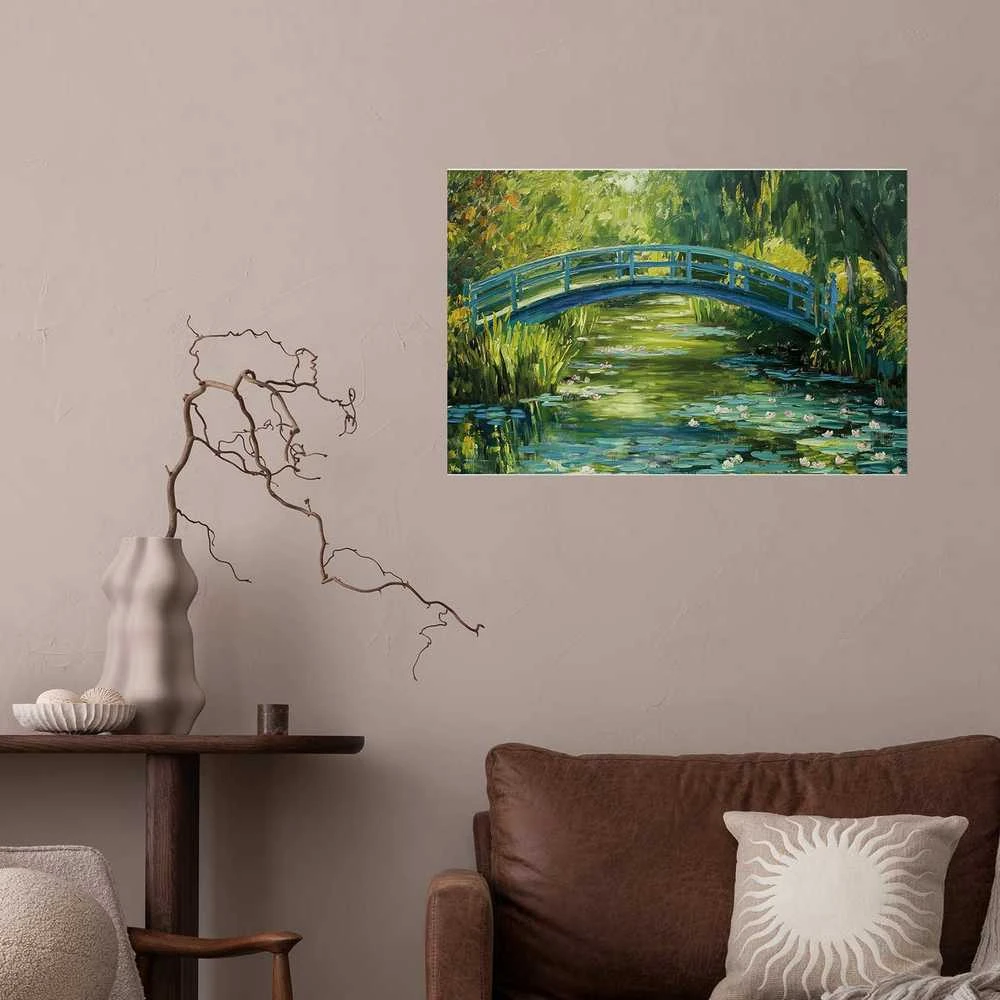 Artgeist Plakatas - Impressionist bridge - painting of a bridge against a picturesque background
