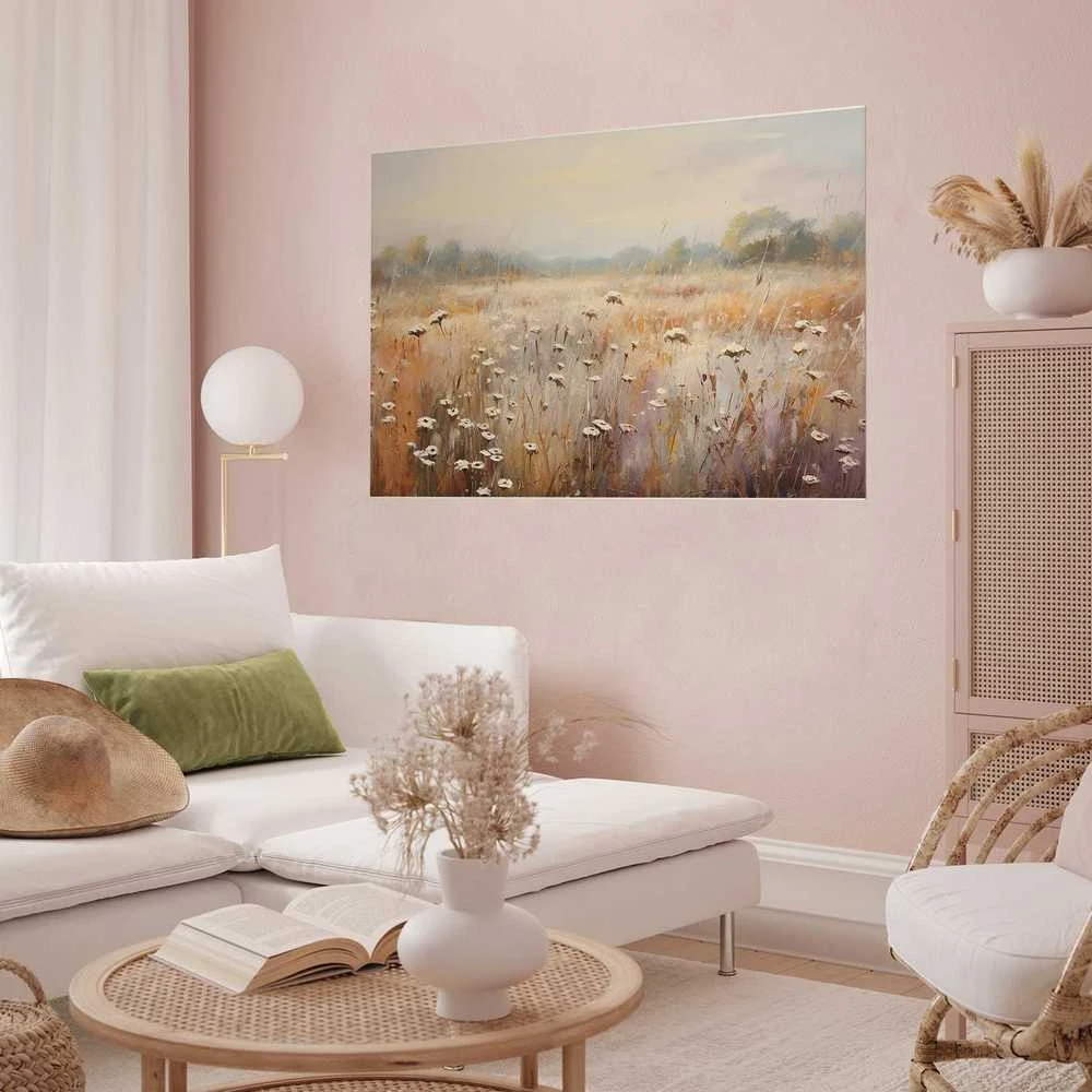 Artgeist Plakatas - Impressionist meadow – field landscape in a pastel colour palette