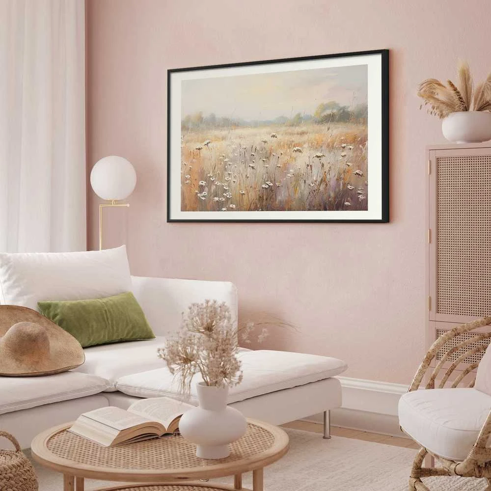 Artgeist Plakatas - Impressionist meadow – field landscape in a pastel colour palette