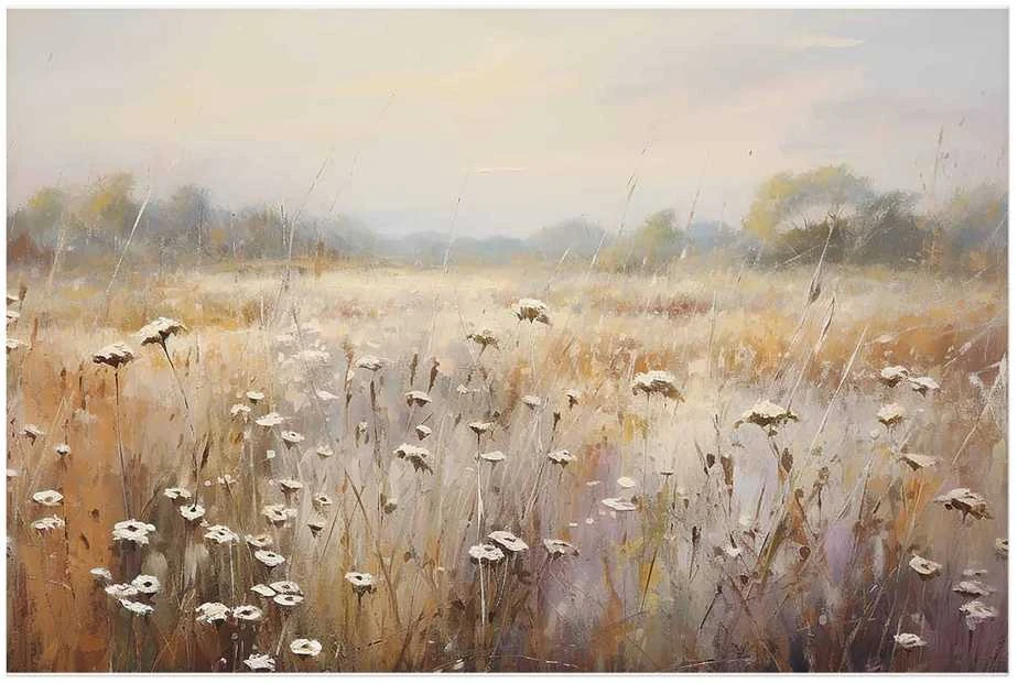 Artgeist Plakatas - Impressionist meadow – field landscape in a pastel colour palette