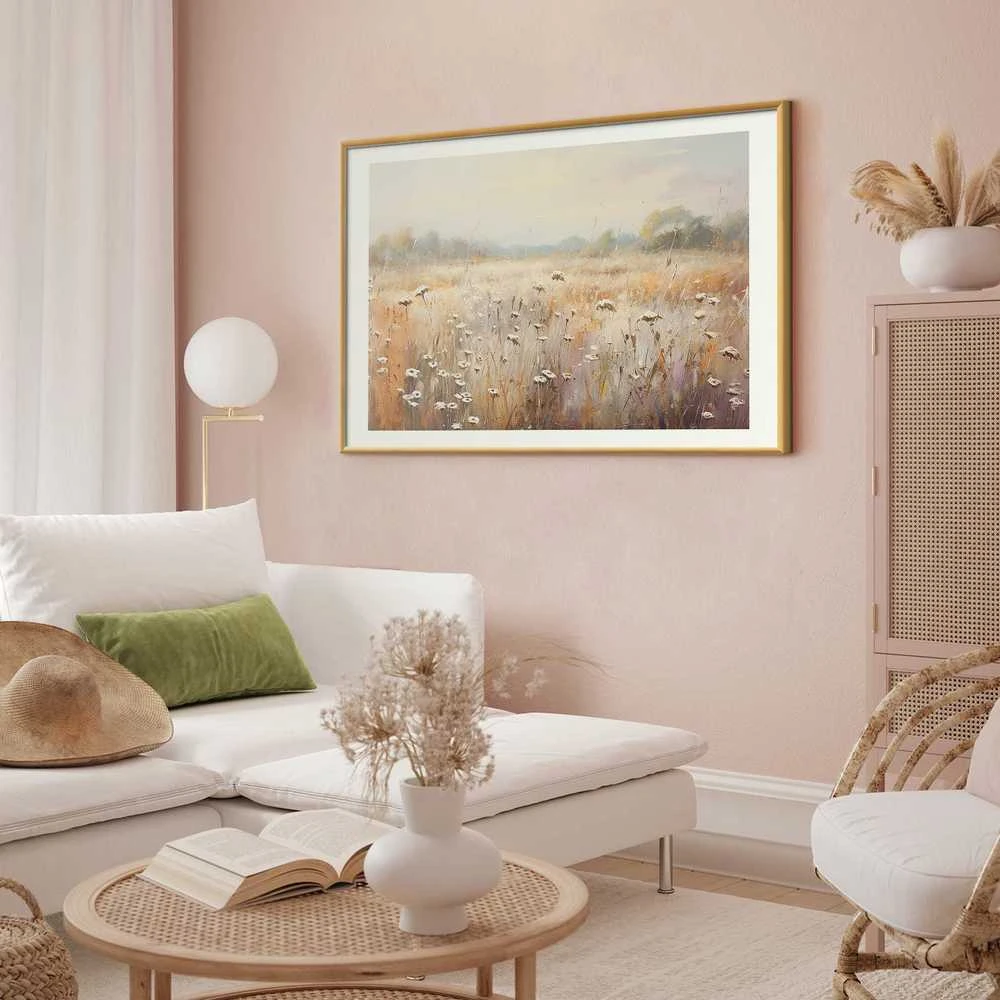 Artgeist Plakatas - Impressionist meadow – field landscape in a pastel colour palette