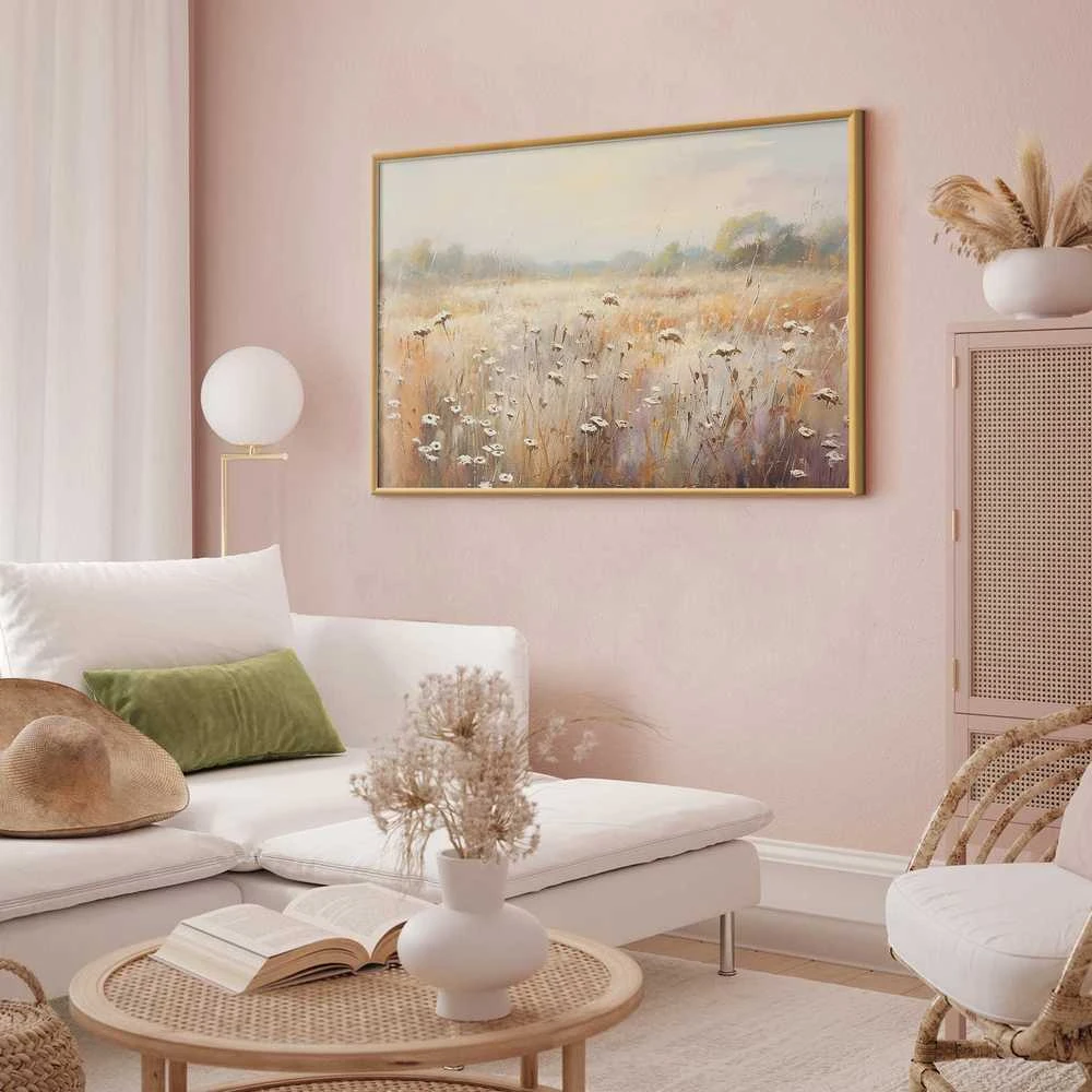 Artgeist Plakatas - Impressionist meadow – field landscape in a pastel colour palette