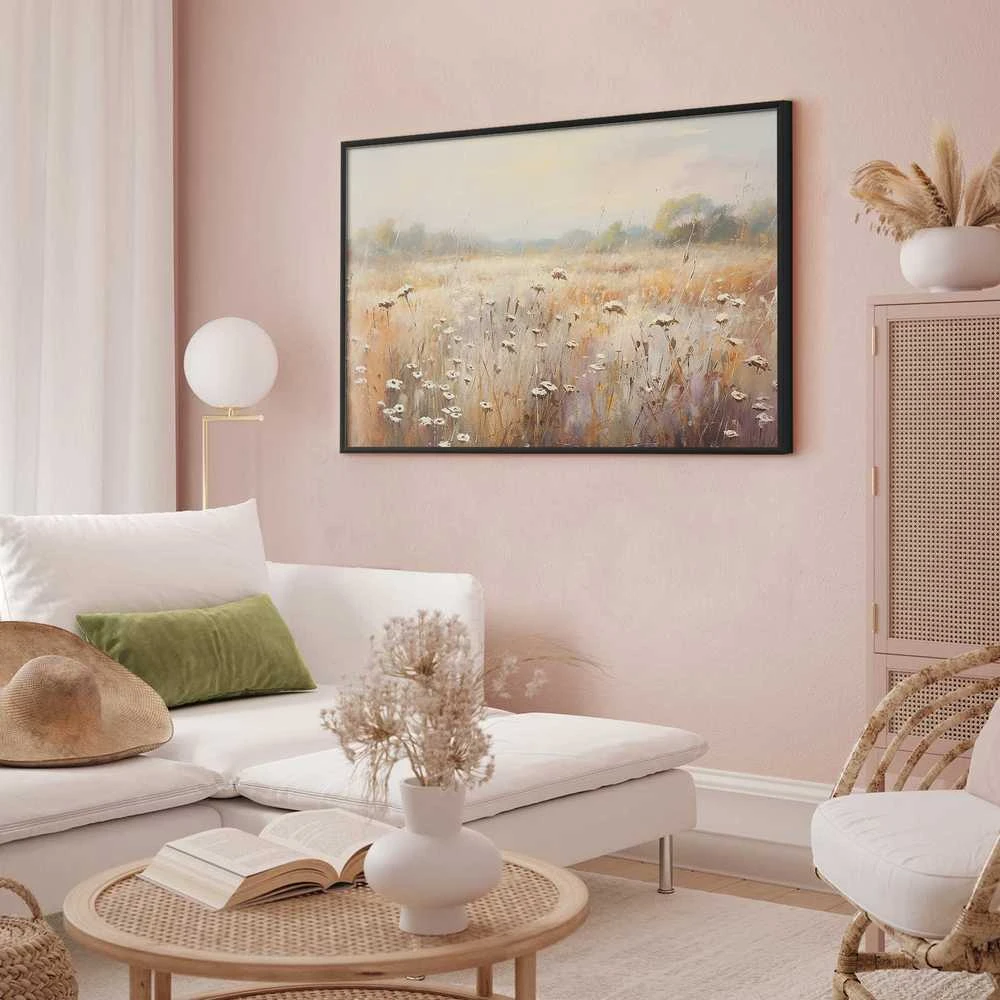 Artgeist Plakatas - Impressionist meadow – field landscape in a pastel colour palette