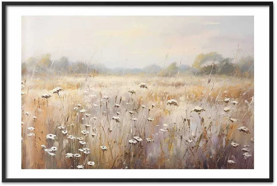 Artgeist Plakatas - Impressionist meadow – field landscape in a pastel colour palette