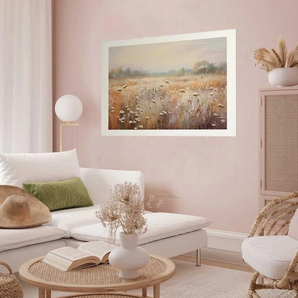 Artgeist Plakatas - Impressionist meadow – field landscape in a pastel colour palette
