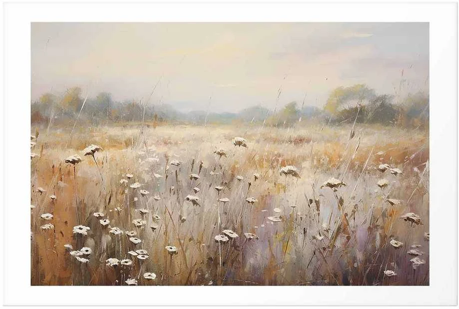 Artgeist Plakatas - Impressionist meadow – field landscape in a pastel colour palette