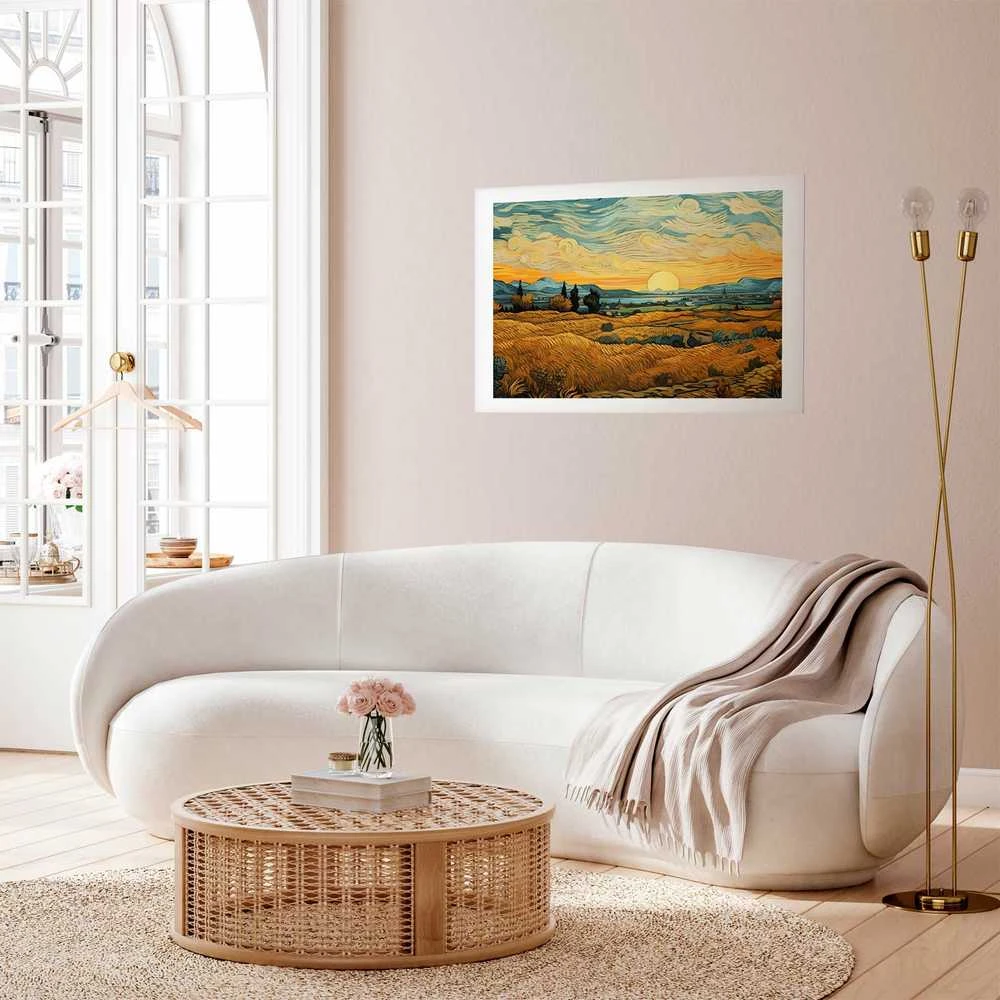 Artgeist Plakatas - Impressionistic fields - painted golden landscape with fields of grain