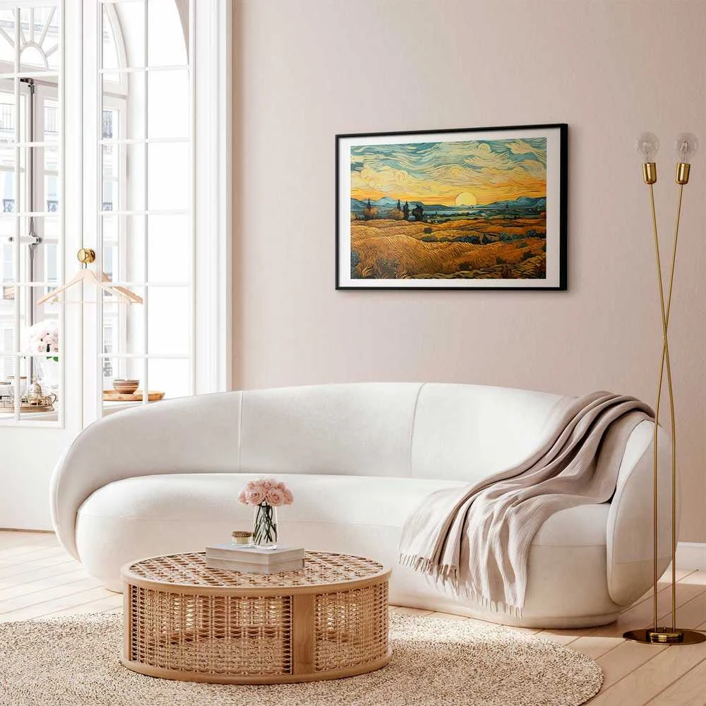 Artgeist Plakatas - Impressionistic fields - painted golden landscape with fields of grain