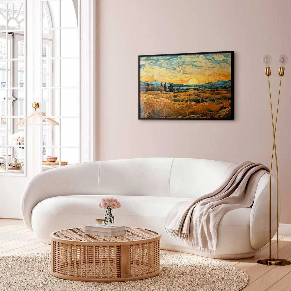 Artgeist Plakatas - Impressionistic fields - painted golden landscape with fields of grain