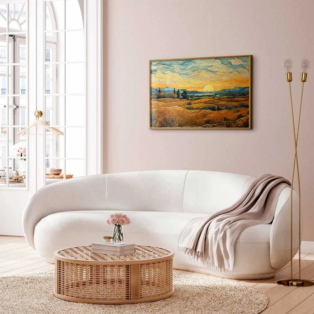 Artgeist Plakatas - Impressionistic fields - painted golden landscape with fields of grain