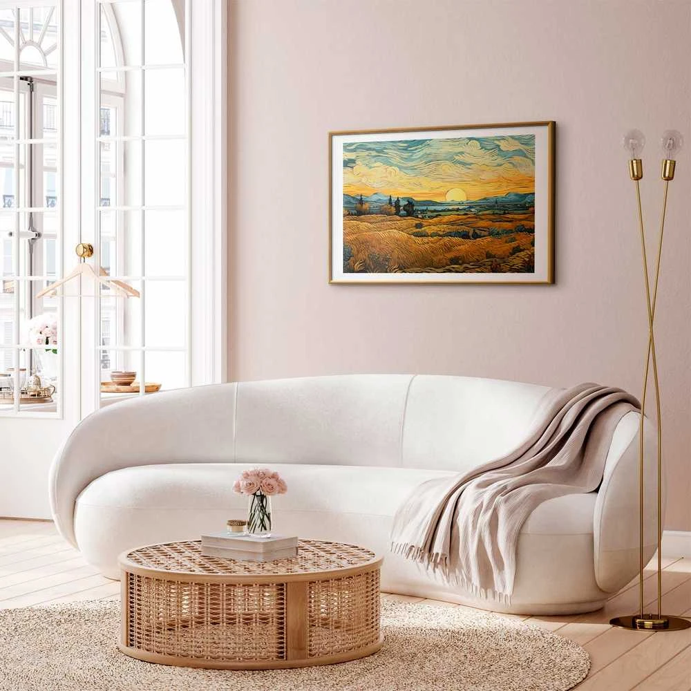 Artgeist Plakatas - Impressionistic fields - painted golden landscape with fields of grain