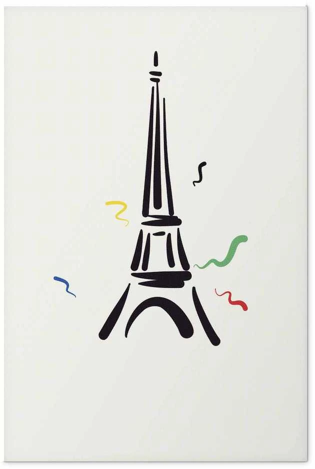 Artgeist Plakatas - Juodas Illustration of the Eiffel Tower on a Light Background