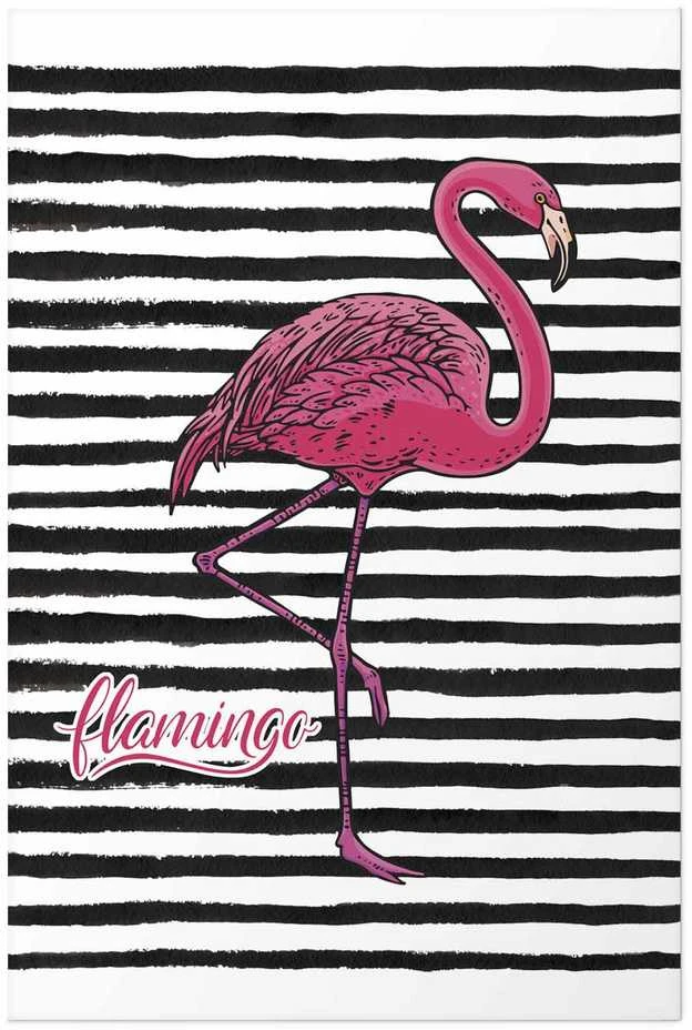 Artgeist Plakatas - Juodas Stripes and Flamingo