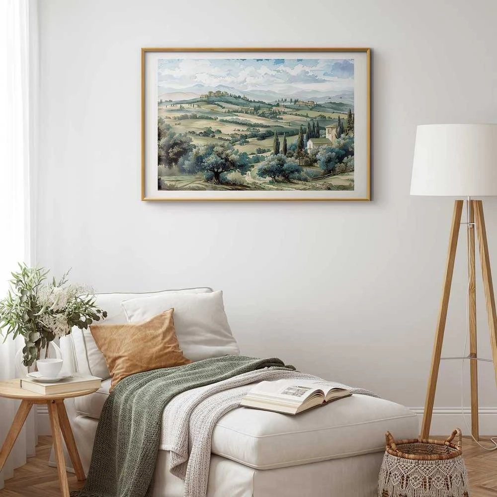 Artgeist Plakatas - Landscape with Sunny Žalias Fields