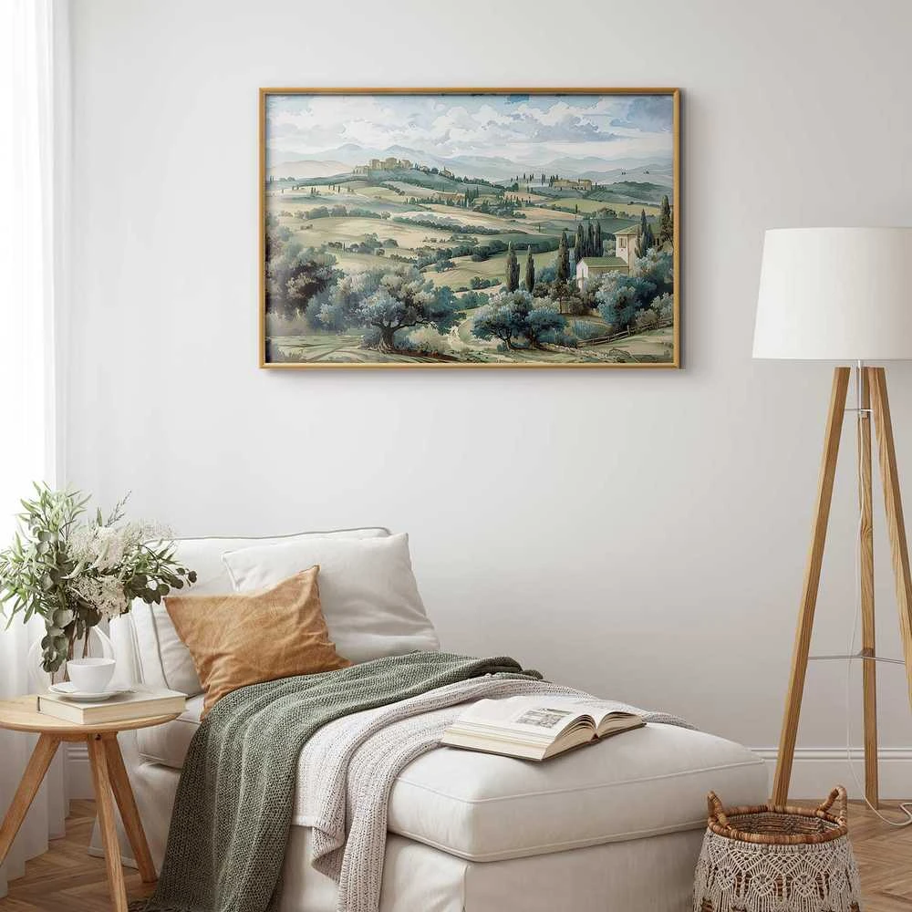 Artgeist Plakatas - Landscape with Sunny Žalias Fields