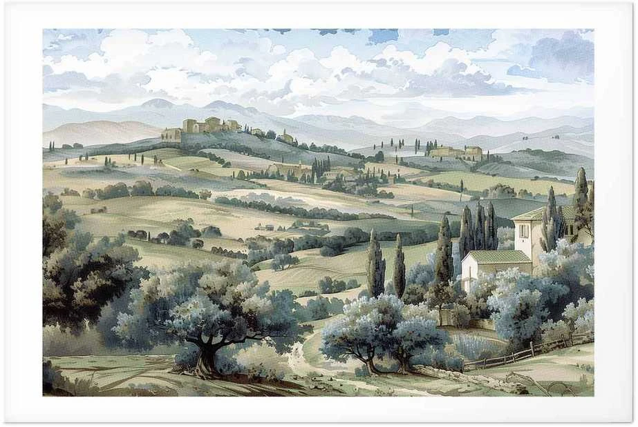 Artgeist Plakatas - Landscape with Sunny Žalias Fields
