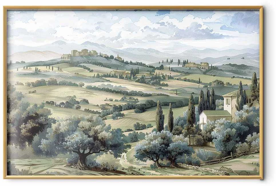 Artgeist Plakatas - Landscape with Sunny Žalias Fields