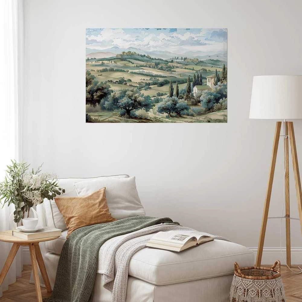 Artgeist Plakatas - Landscape with Sunny Žalias Fields