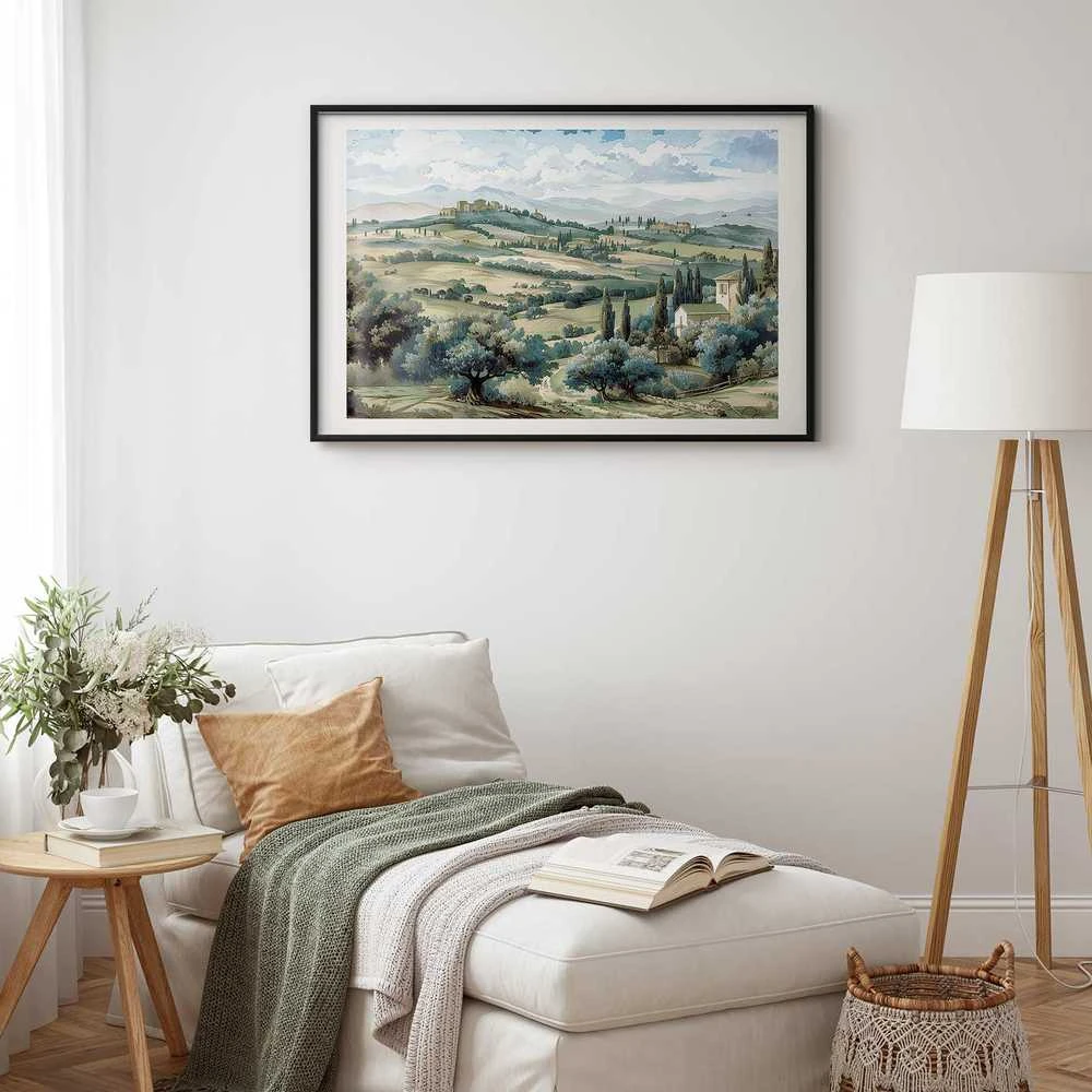 Artgeist Plakatas - Landscape with Sunny Žalias Fields