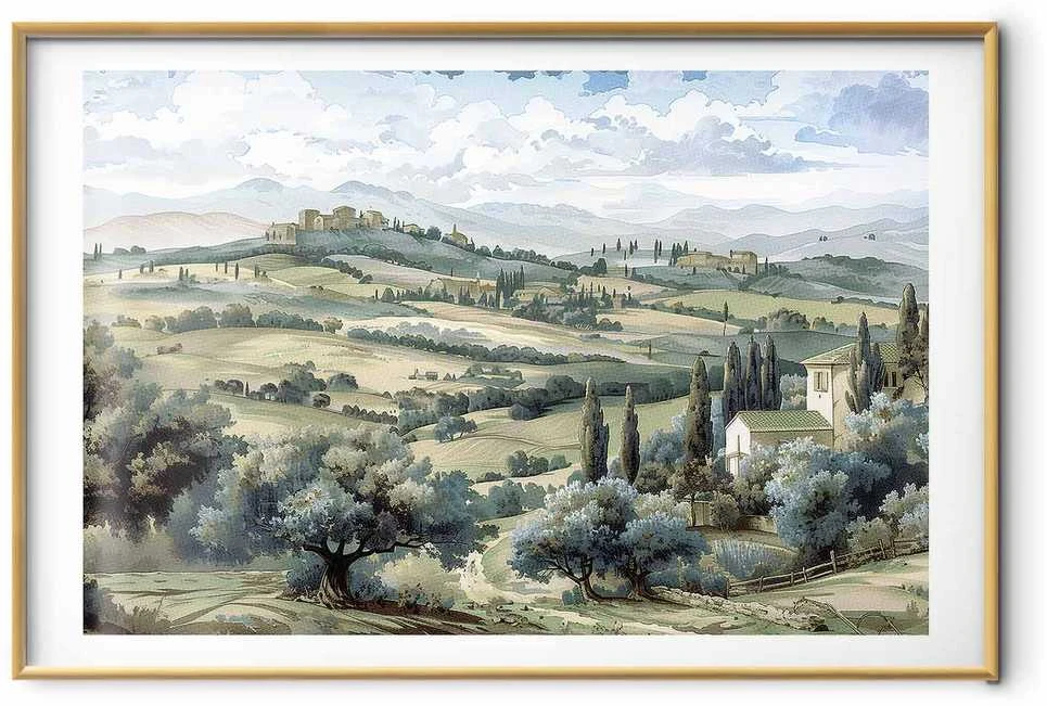 Artgeist Plakatas - Landscape with Sunny Žalias Fields