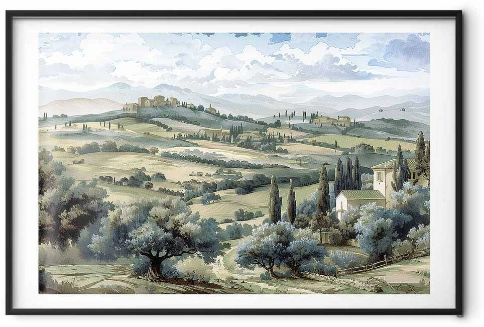 Artgeist Plakatas - Landscape with Sunny Žalias Fields