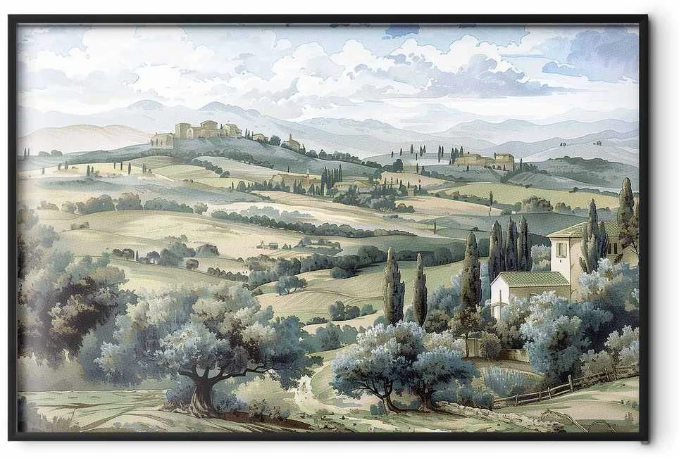 Artgeist Plakatas - Landscape with Sunny Žalias Fields