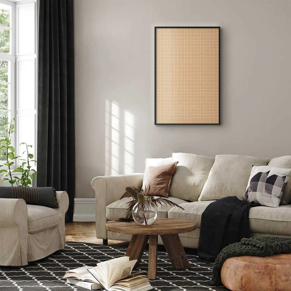 Artgeist Plakatas - Lines and Noise - a wavy grid in shades of oranžinis