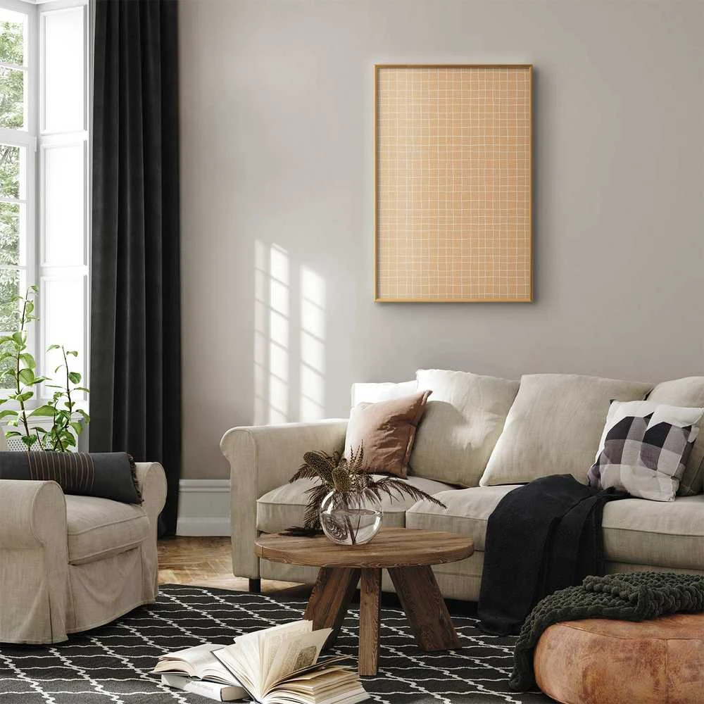 Artgeist Plakatas - Lines and Noise - a wavy grid in shades of oranžinis
