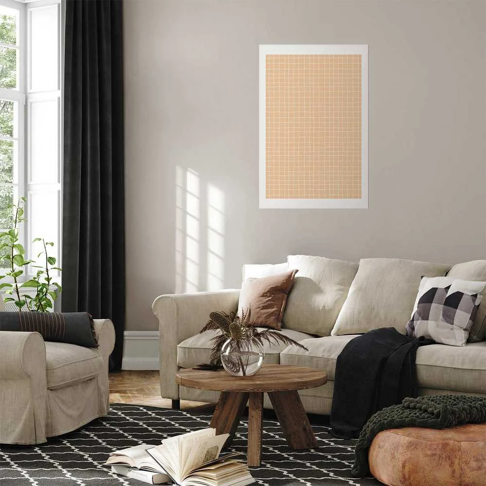 Artgeist Plakatas - Lines and Noise - a wavy grid in shades of oranžinis