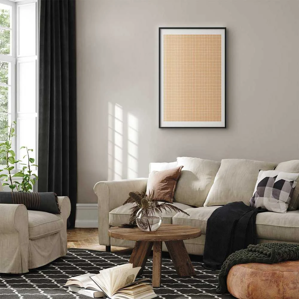 Artgeist Plakatas - Lines and Noise - a wavy grid in shades of oranžinis