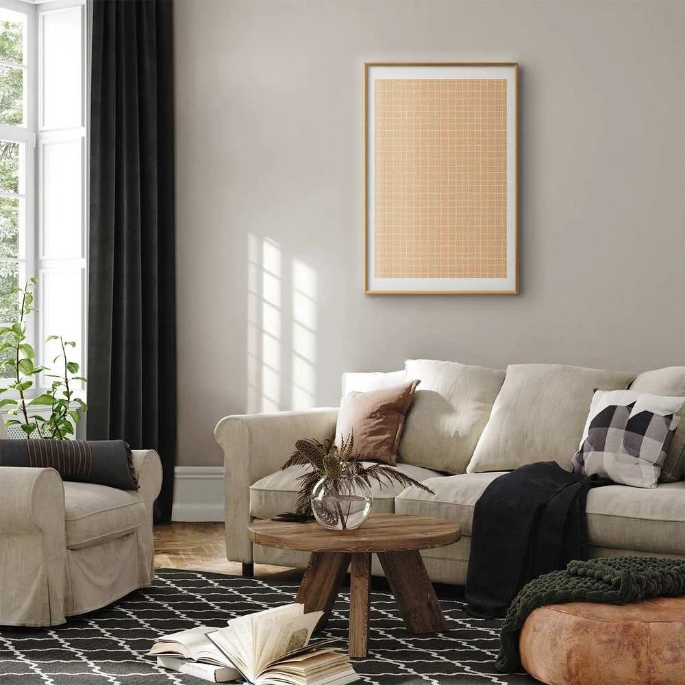 Artgeist Plakatas - Lines and Noise - a wavy grid in shades of oranžinis