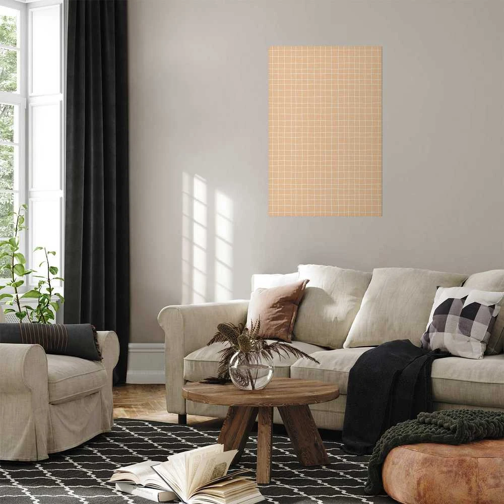 Artgeist Plakatas - Lines and Noise - a wavy grid in shades of oranžinis