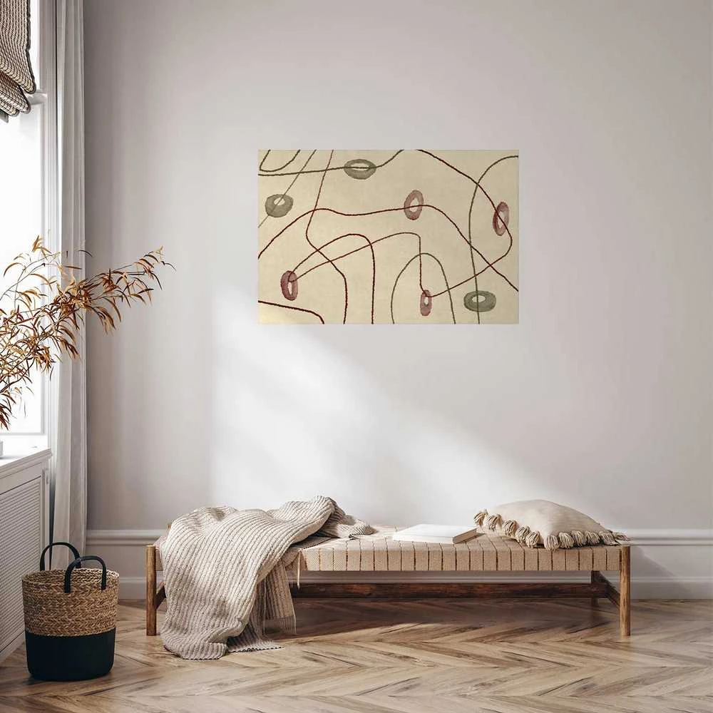 Artgeist Plakatas - Lines and Shapes - a bead labyrinth on a pale, worn background