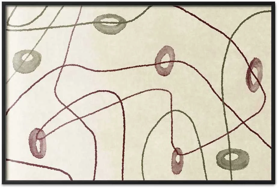 Artgeist Plakatas - Lines and Shapes - a bead labyrinth on a pale, worn background