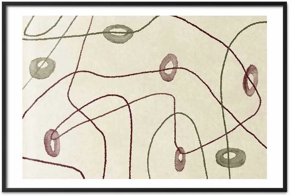 Artgeist Plakatas - Lines and Shapes - a bead labyrinth on a pale, worn background