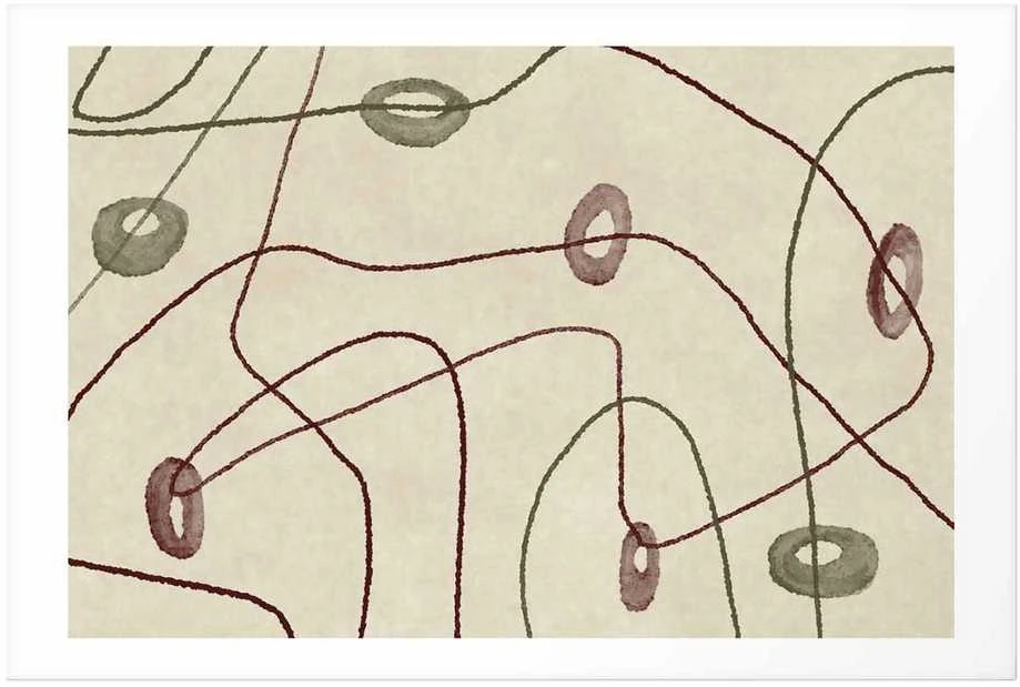 Artgeist Plakatas - Lines and Shapes - a bead labyrinth on a pale, worn background
