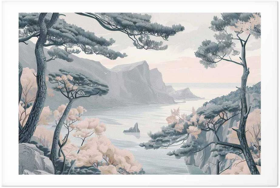 Artgeist Plakatas - Mėlyna Coast in Delicate Colors