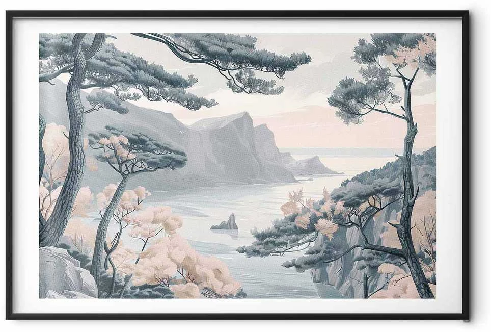 Artgeist Plakatas - Mėlyna Coast in Delicate Colors