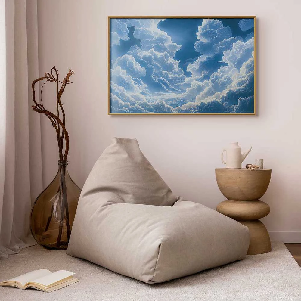 Artgeist Plakatas - Mėlyna Sky Breaking Through Baltas, Fluffy Clouds