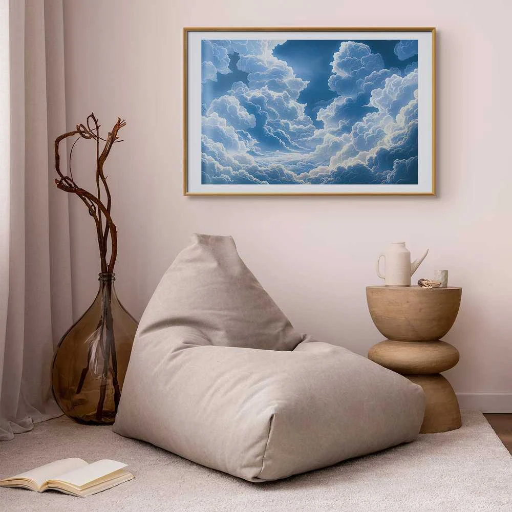 Artgeist Plakatas - Mėlyna Sky Breaking Through Baltas, Fluffy Clouds