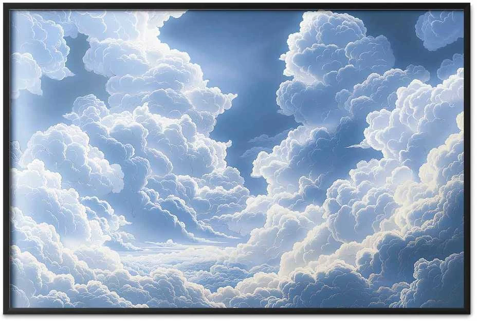 Artgeist Plakatas - Mėlyna Sky Breaking Through Baltas, Fluffy Clouds