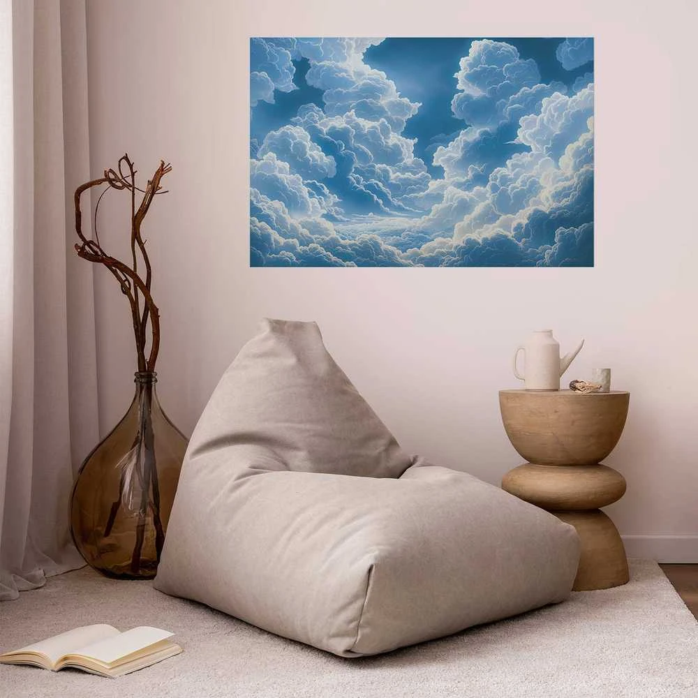 Artgeist Plakatas - Mėlyna Sky Breaking Through Baltas, Fluffy Clouds