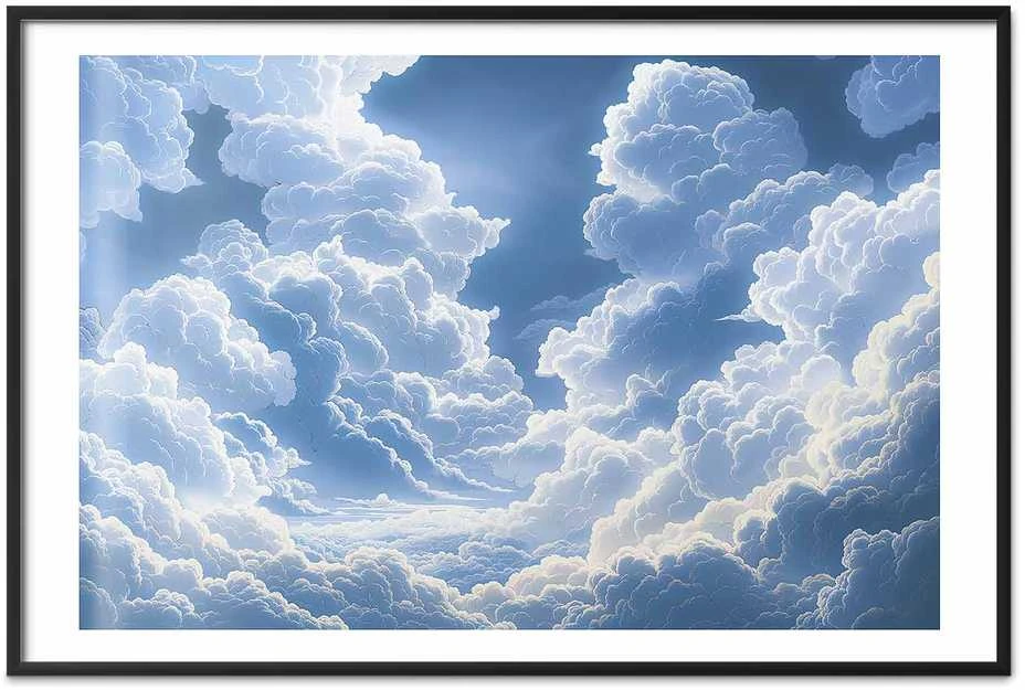 Artgeist Plakatas - Mėlyna Sky Breaking Through Baltas, Fluffy Clouds