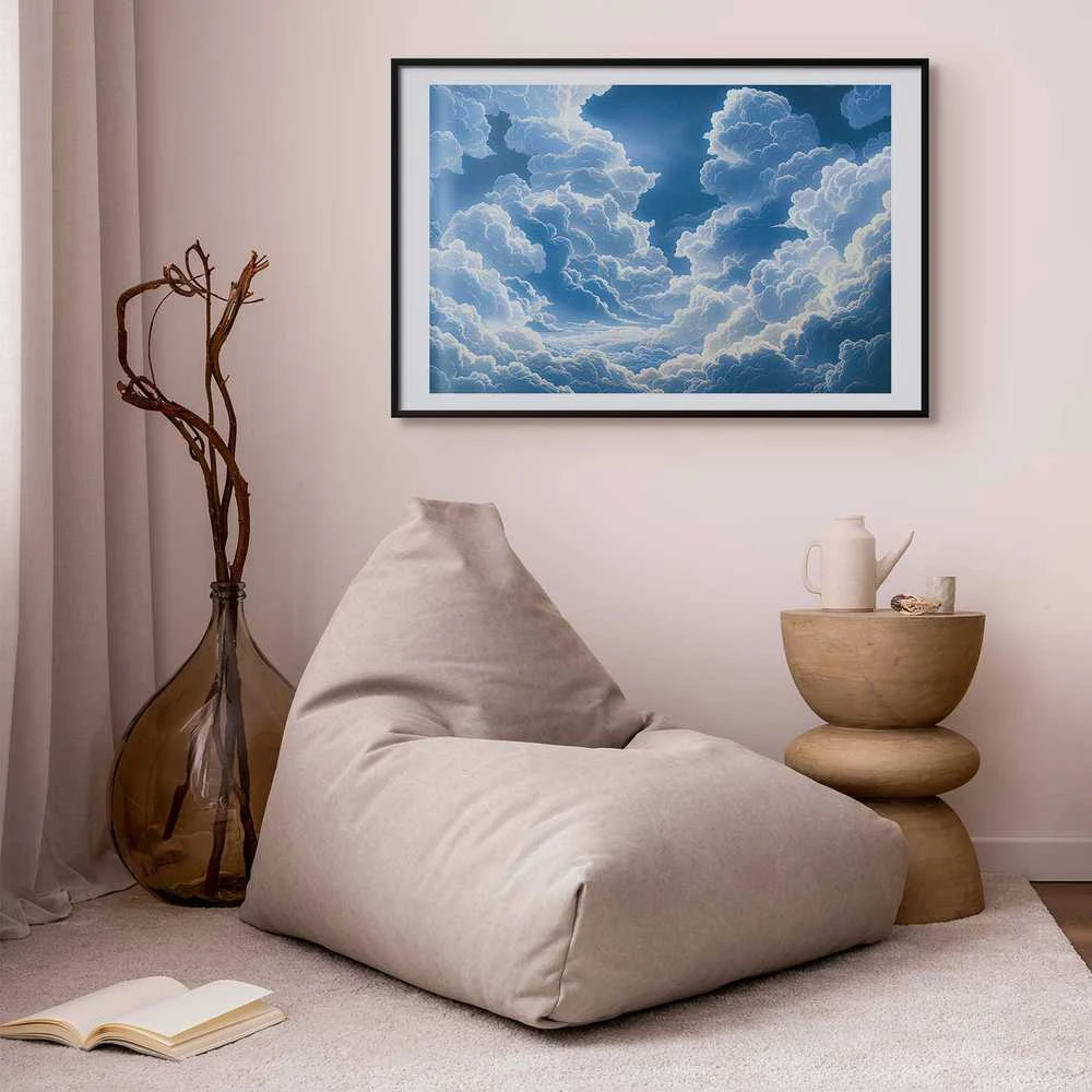 Artgeist Plakatas - Mėlyna Sky Breaking Through Baltas, Fluffy Clouds