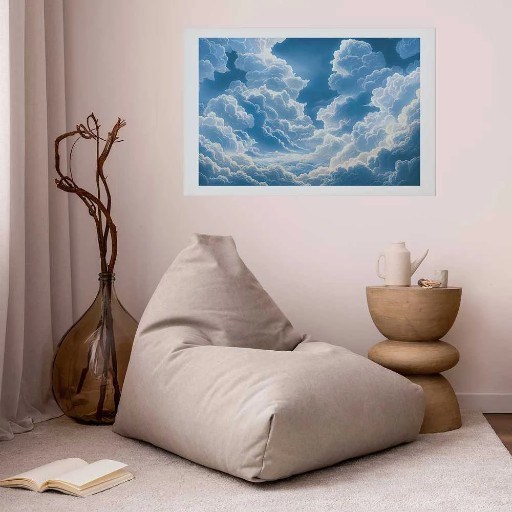 Artgeist Plakatas - Mėlyna Sky Breaking Through Baltas, Fluffy Clouds
