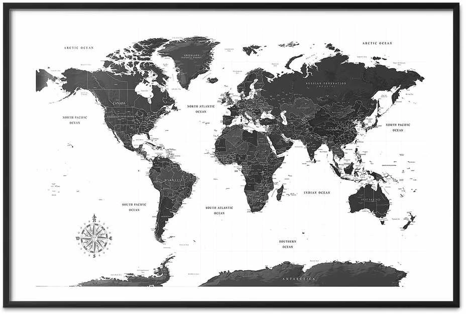 Artgeist Plakatas - Monochromatic Map