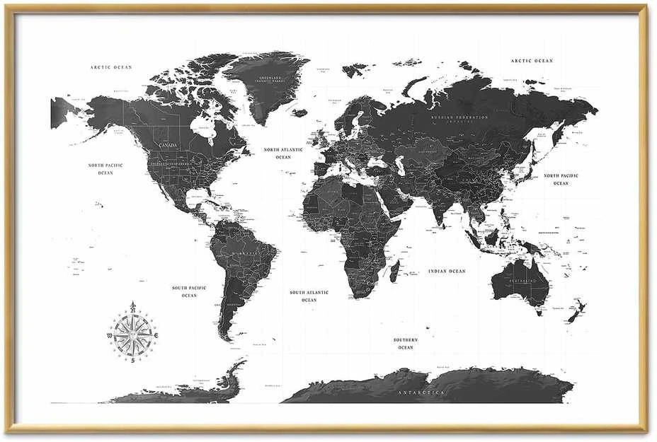 Artgeist Plakatas - Monochromatic Map