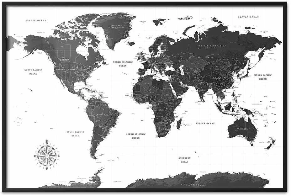Artgeist Plakatas - Monochromatic Map