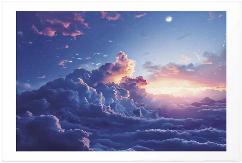 Artgeist Plakatas - Night Concert in the Mountains: Clouds Illuminated by the Last Rays of the Sun