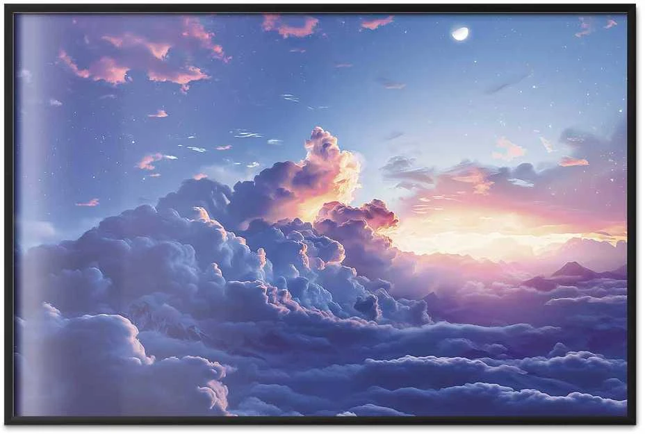 Artgeist Plakatas - Night Concert in the Mountains: Clouds Illuminated by the Last Rays of the Sun